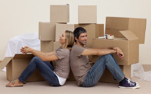 Commercial moving team handling office furniture near Tottenham Green