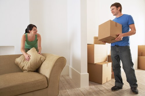 Boxes and fragile items prepared for a local move in Tottenham Green
